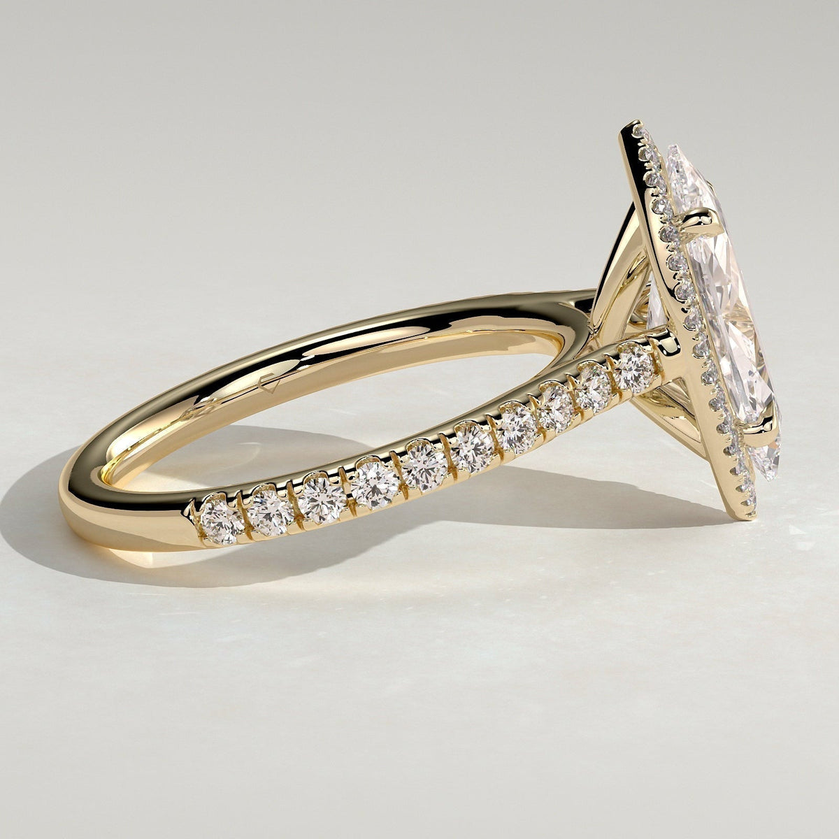 Marquise Halo & Pave Lab Grown Diamond Engagement Ring