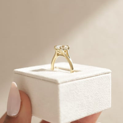 Oval Solitaire Split Shank Lab Grown Diamond Engagement Ring