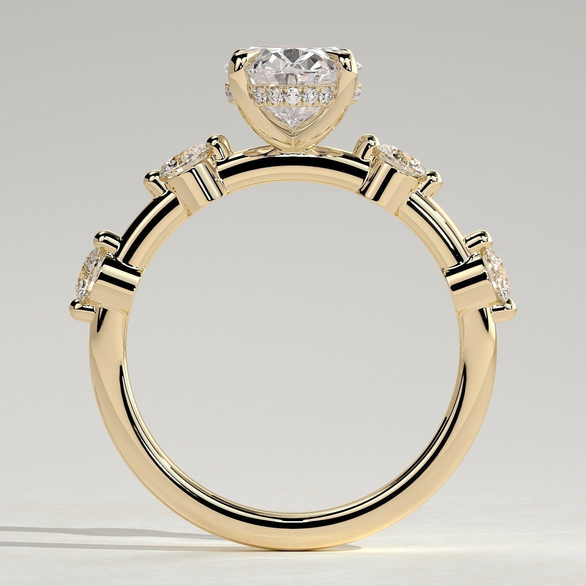 Oval Dainty Pave Lab Grown Diamond Engagement Ring