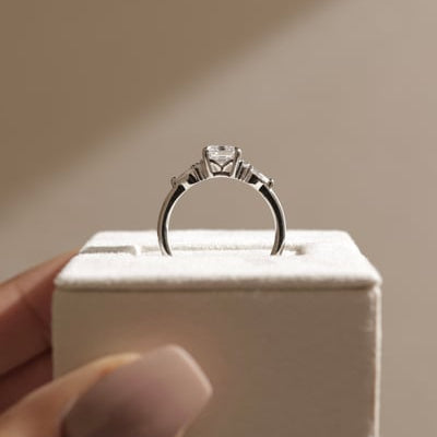 Emerald Cluster Lab Grown Diamond Engagement Ring