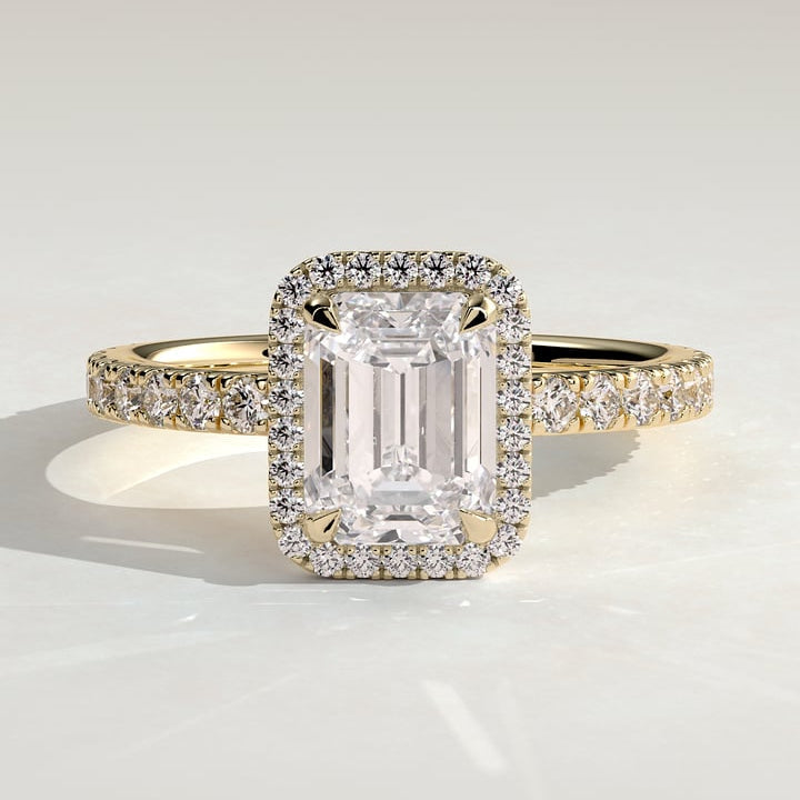 Emerald Halo & Pave Lab Grown Diamond Engagement Ring