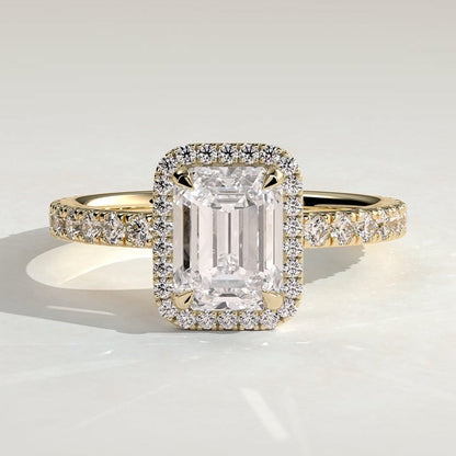 Emerald Halo & Pave Lab Grown Diamond Engagement Ring