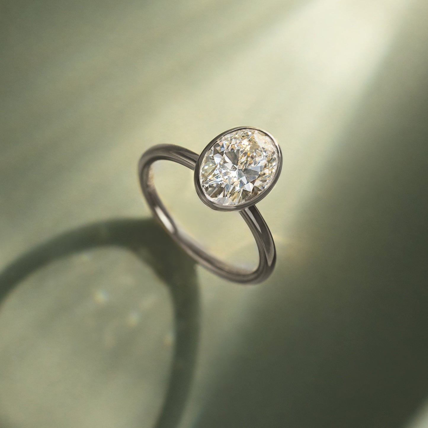 Oval Bezel Solitaire Lab Grown Diamond Engagement Ring