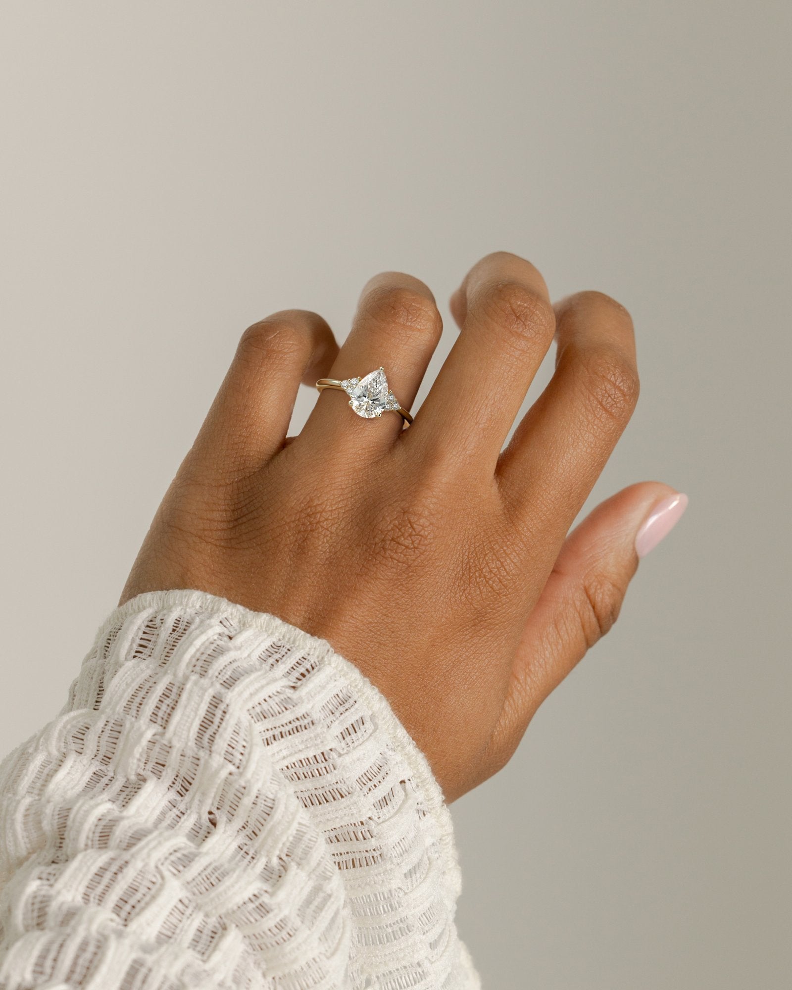 Pear Cluster Lab Grown Diamond Engagement Ring