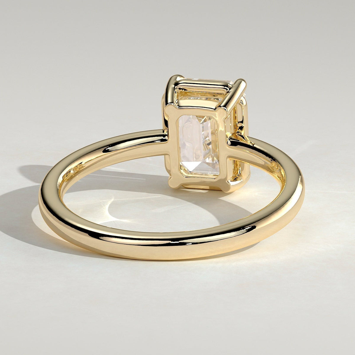 Emerald Bezel Solitaire Lab Grown Diamond Engagement Ring