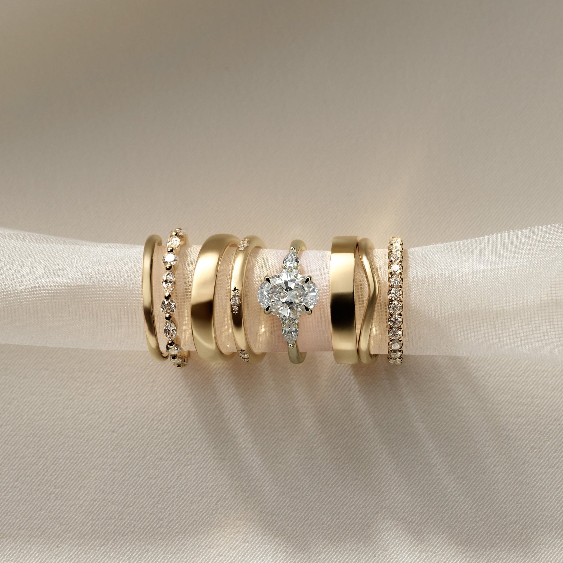 Oval Cluster Lab Grown Diamond Engagement Ring