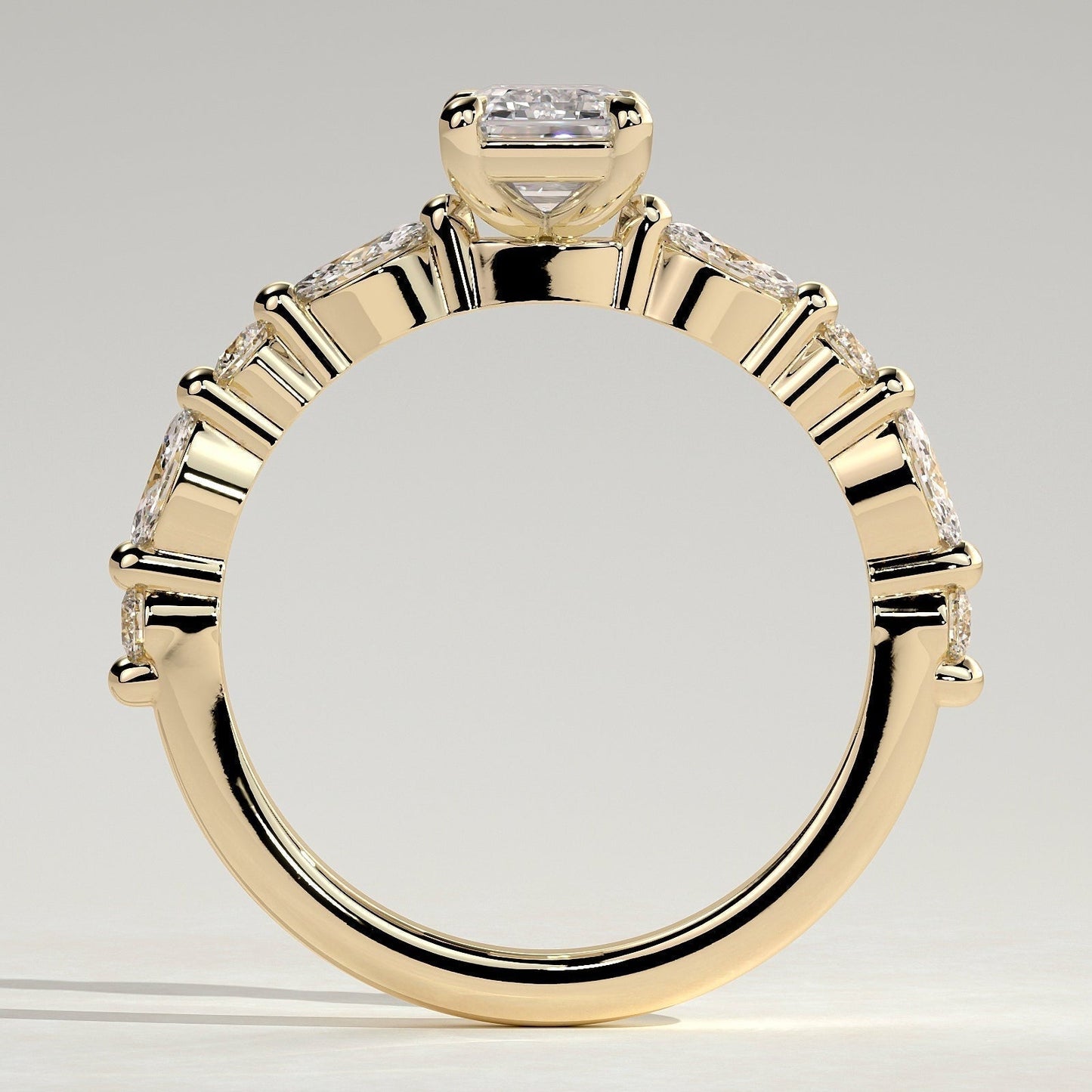 Emerald Pave Lab Grown Diamond Engagement Ring