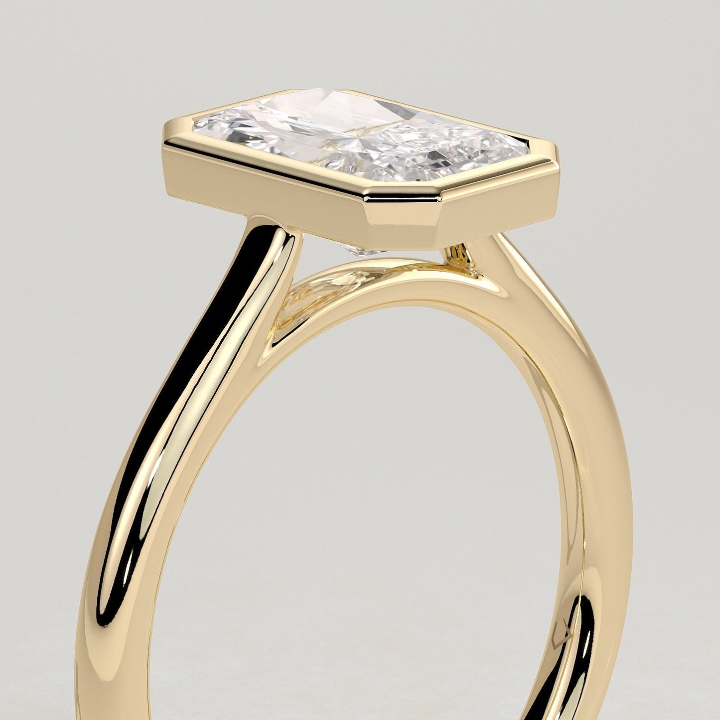 Radiant Bezel Solitaire Lab Grown Diamond Engagement Ring