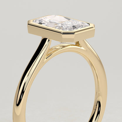 Radiant Bezel Solitaire Lab Grown Diamond Engagement Ring