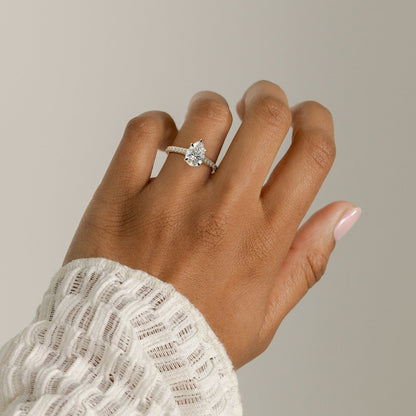 Pear Pave Lab Grown Diamond Engagement Ring