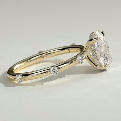 Oval Dainty Pave Lab Grown Diamond Engagement Ring