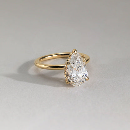 Pear Hidden Halo Lab Grown Diamond Engagement Ring