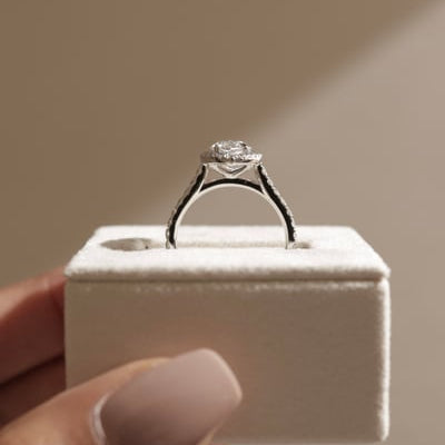 Marquise Halo & Pave Lab Grown Diamond Engagement Ring