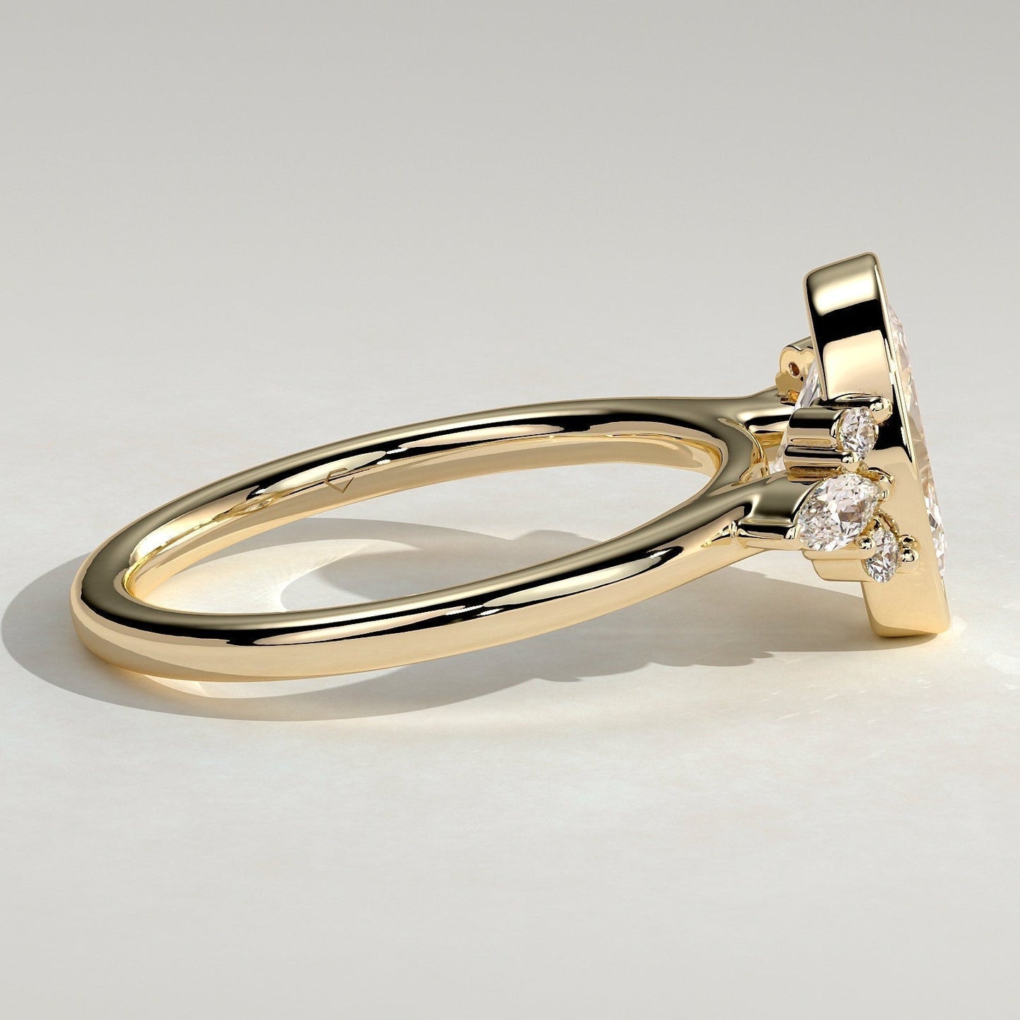 Oval Cluster Bezel Lab Grown Diamond Engagement Ring