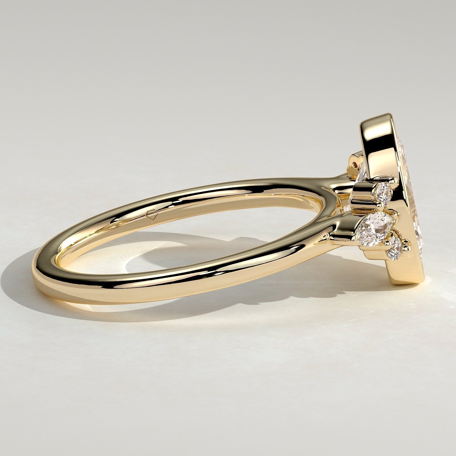Oval Cluster Bezel Lab Grown Diamond Engagement Ring