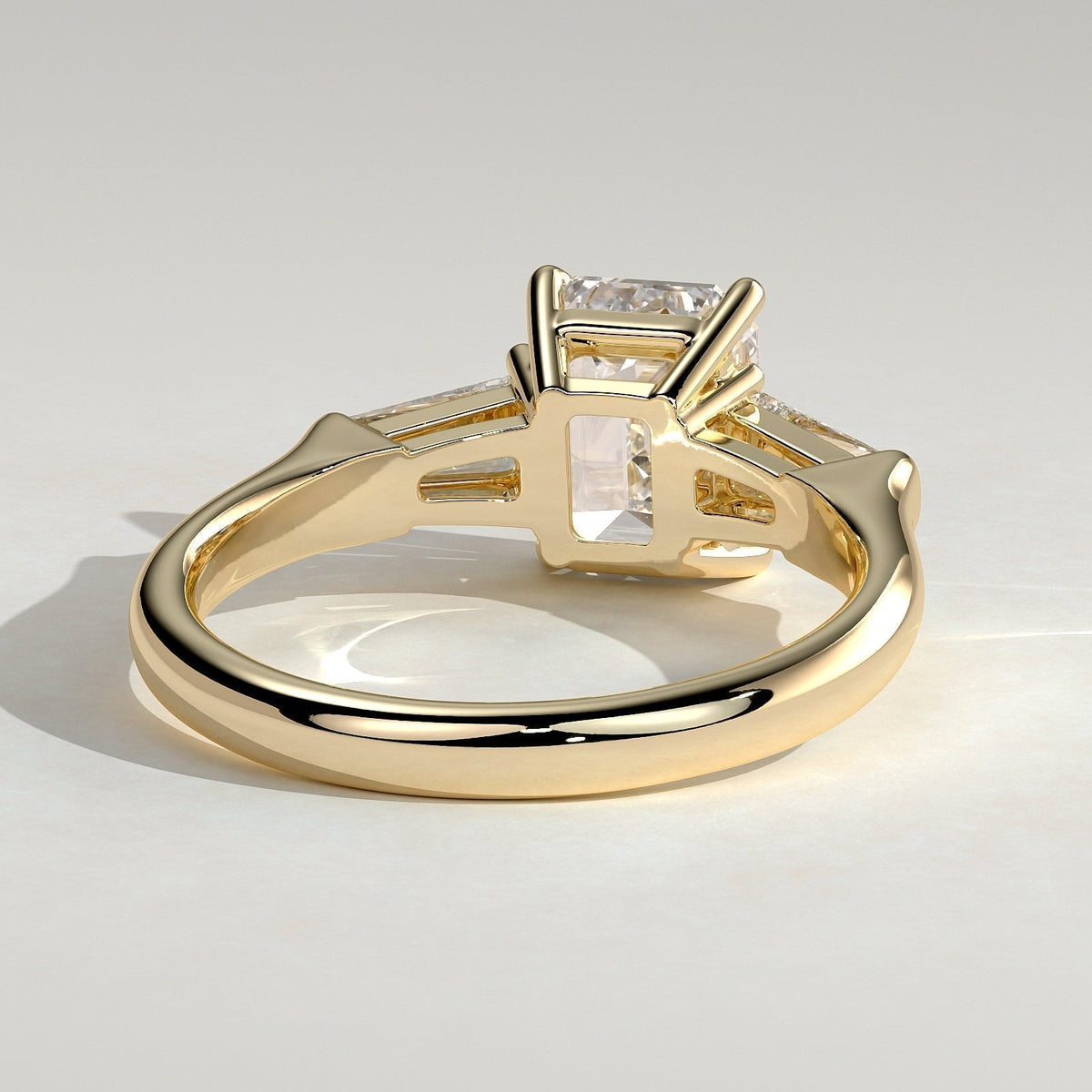 Emerald Three Stone Lab Grown Diamond Engagement Ring