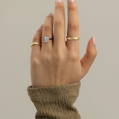 Radiant Bezel Solitaire Lab Grown Diamond Engagement Ring