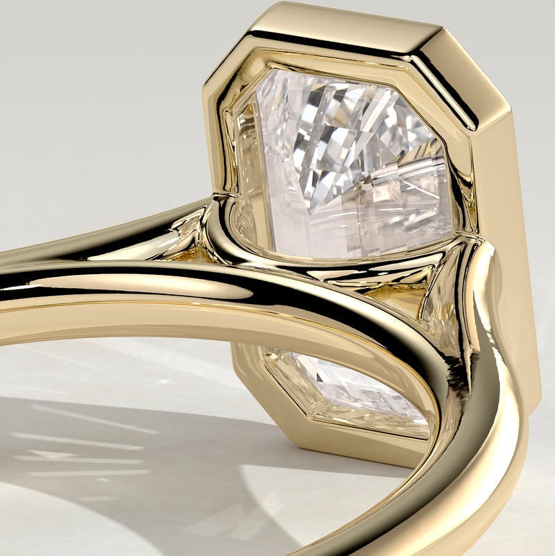 Emerald Bezel Solitaire Lab Grown Diamond Engagement Ring
