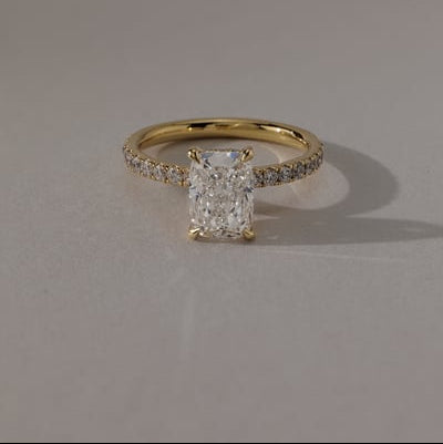 Elongated Cushion Pave Lab Grown Diamond Engagement Ring