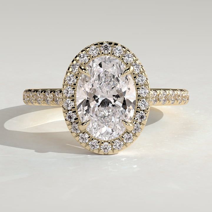 Oval Halo & Pave Lab Grown Diamond Engagement Ring