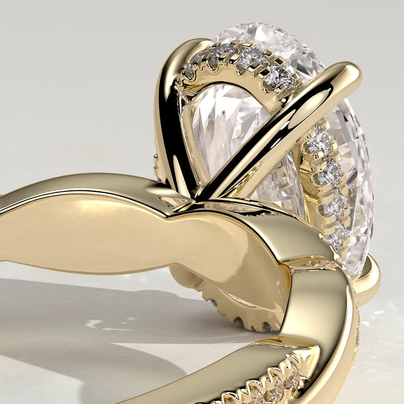 Oval Twisted Pave Lab Grown Diamond Engagement Ring