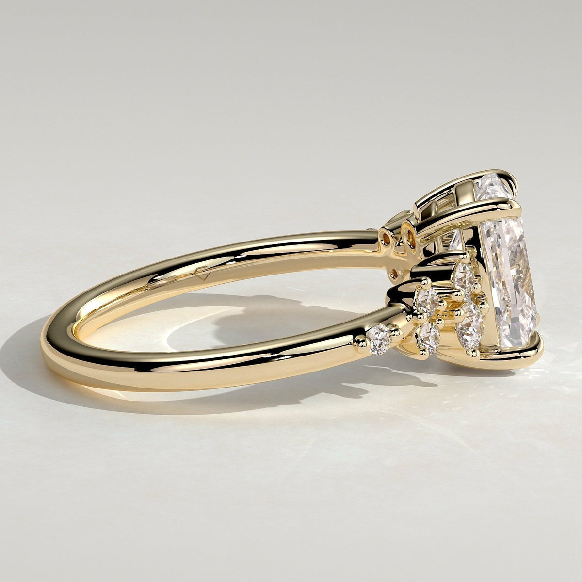 Elongated Cushion Cluster Lab Grown Diamond Engagement Ring