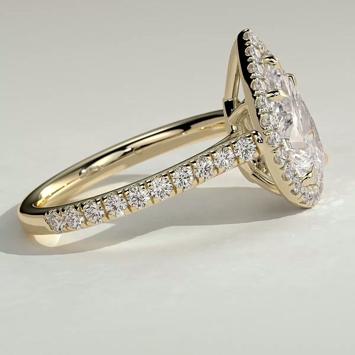 Pear Halo & Pave Lab Grown Diamond Engagement Ring