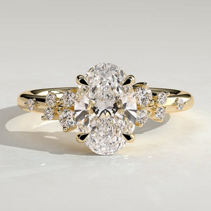 Oval Cluster Lab Grown Diamond Engagement Ring