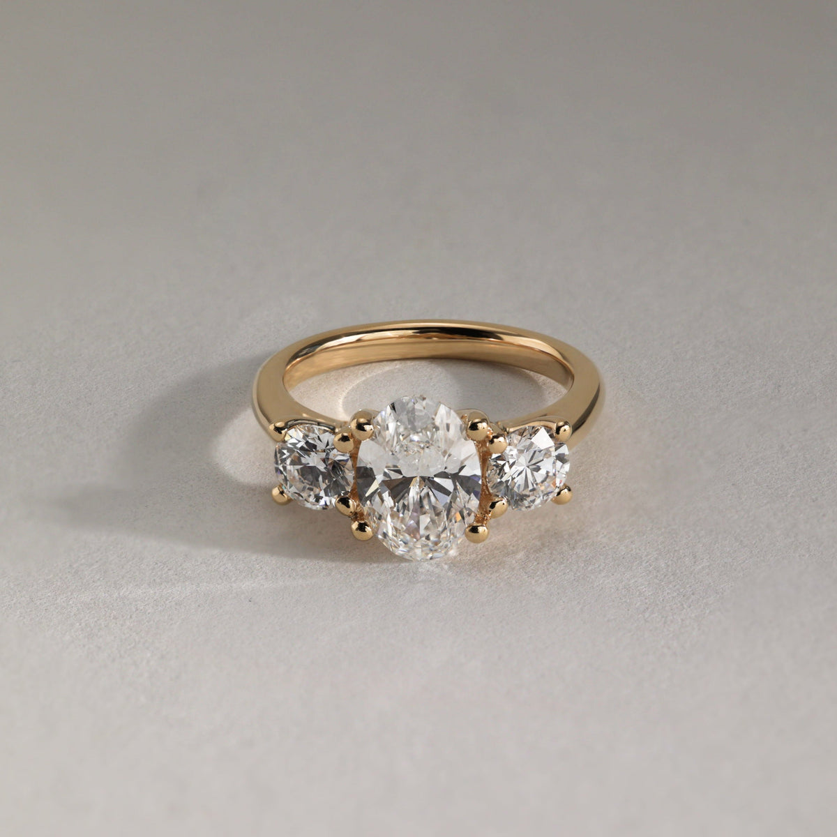 Oval Three Stone Lab Grown Diamond Engagement Ring