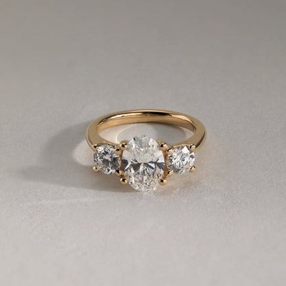 Oval Three Stone Lab Grown Diamond Engagement Ring