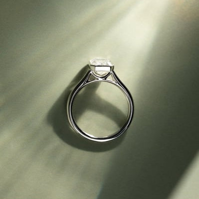 Emerald Bezel Solitaire Lab Grown Diamond Engagement Ring