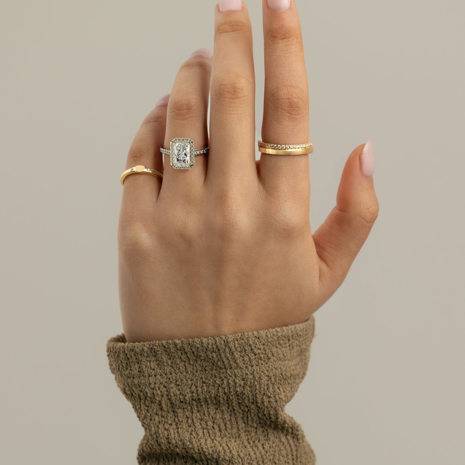 Radiant Halo & Pave Lab Grown Diamond Engagement Ring
