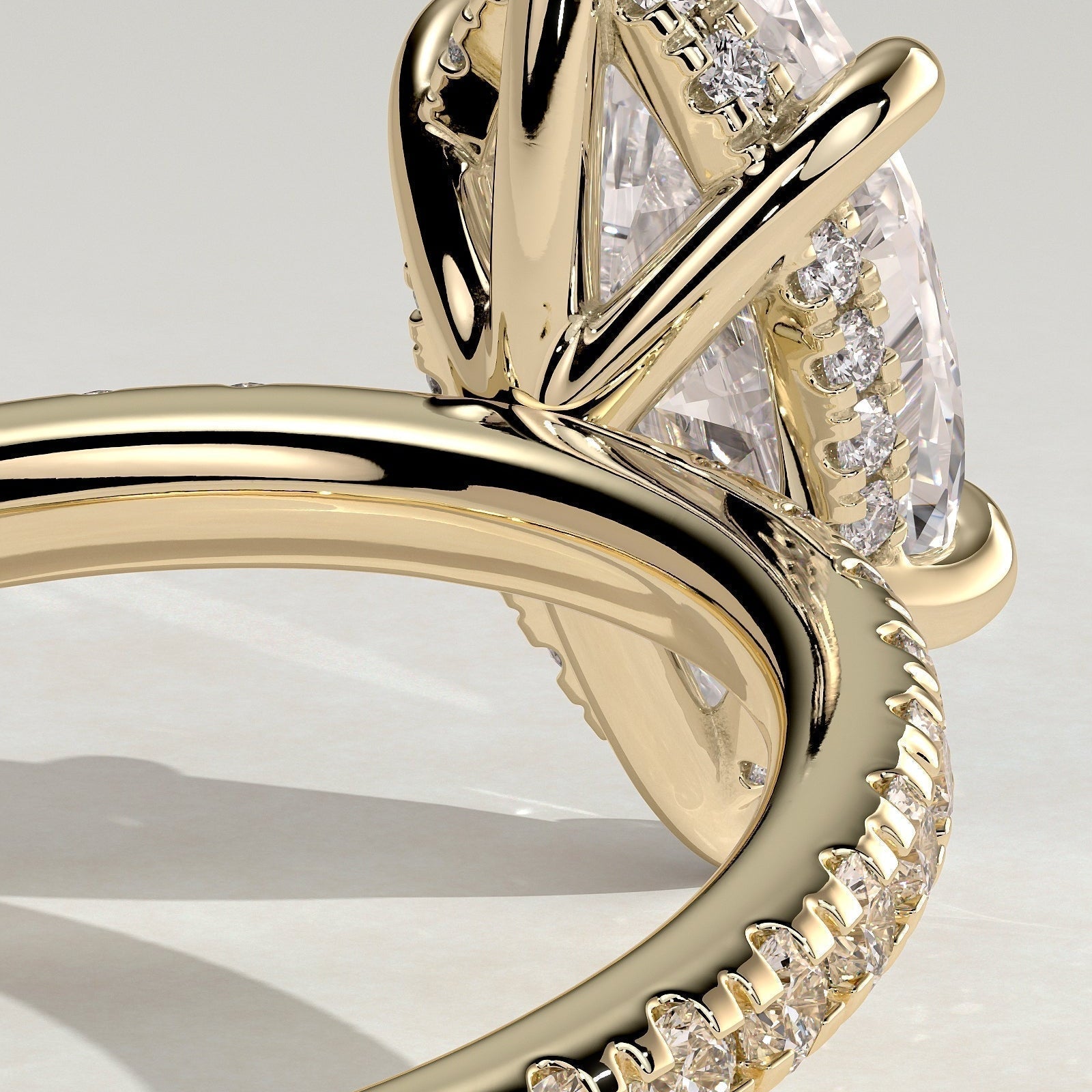 Marquise Hidden Halo & Pave Lab Grown Diamond Engagement Ring