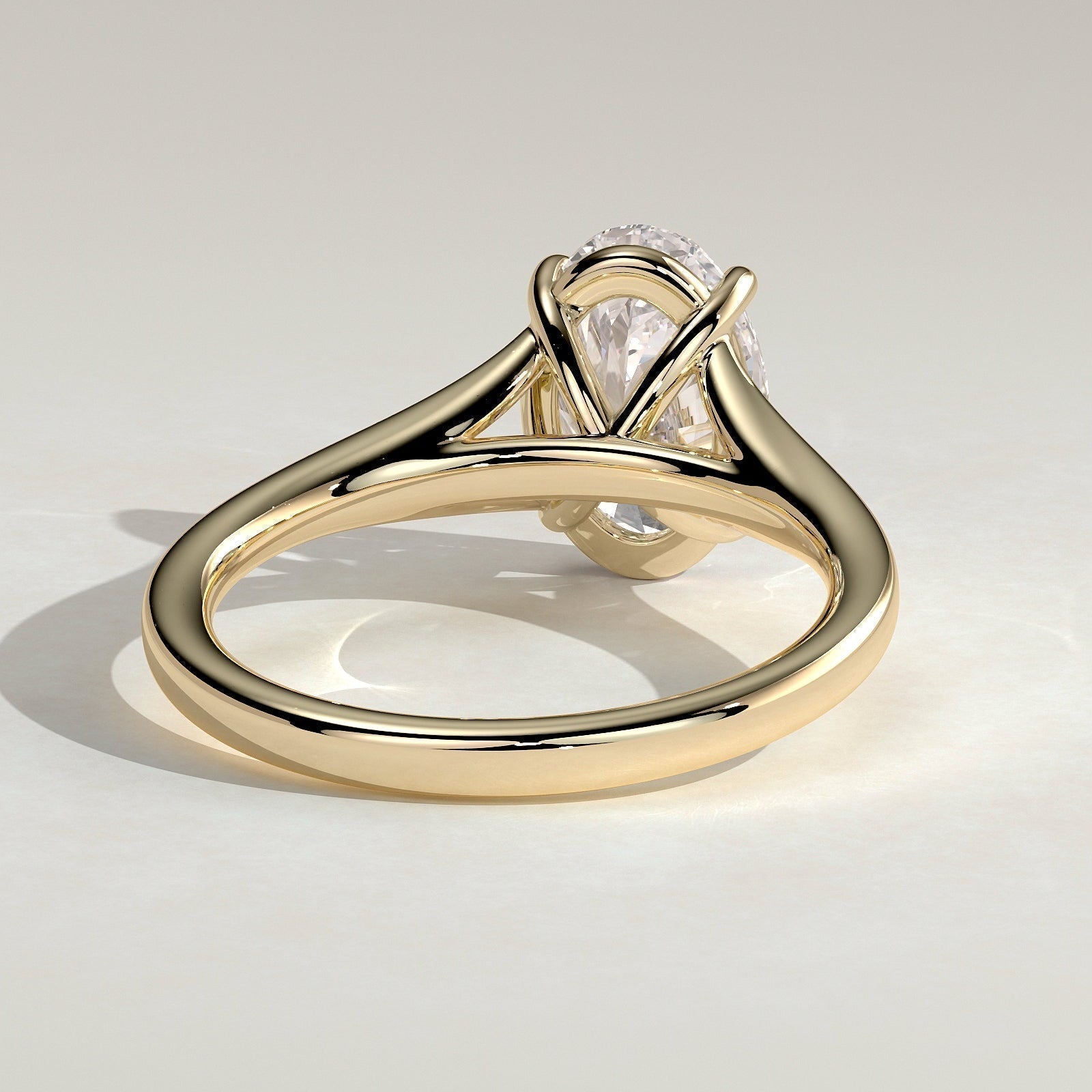 Oval Solitaire Split Shank Lab Grown Diamond Engagement Ring