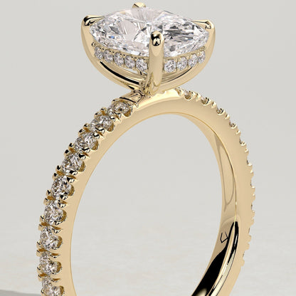 Elongated Cushion Pave Lab Grown Diamond Engagement Ring