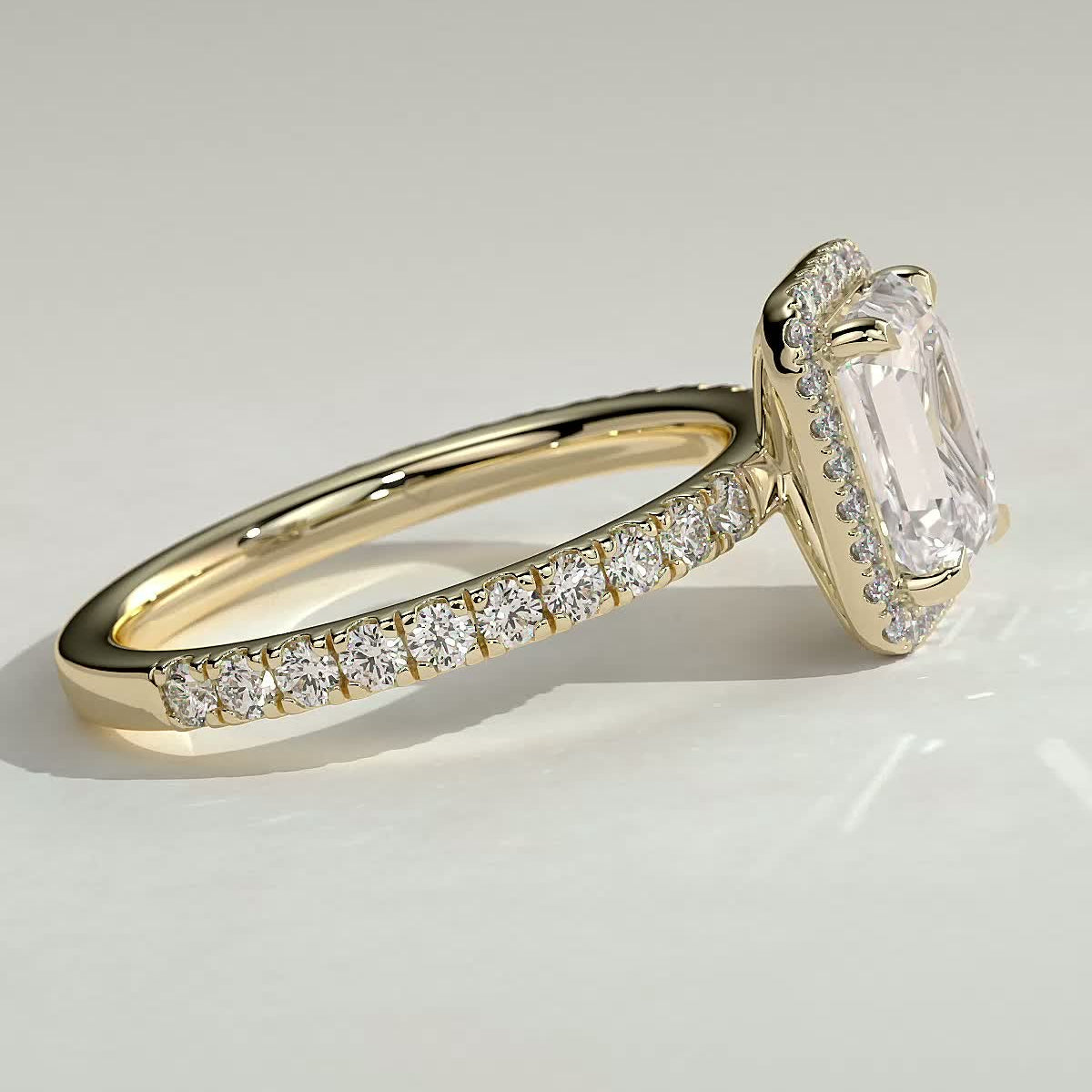 Emerald Halo & Pave Lab Grown Diamond Engagement Ring
