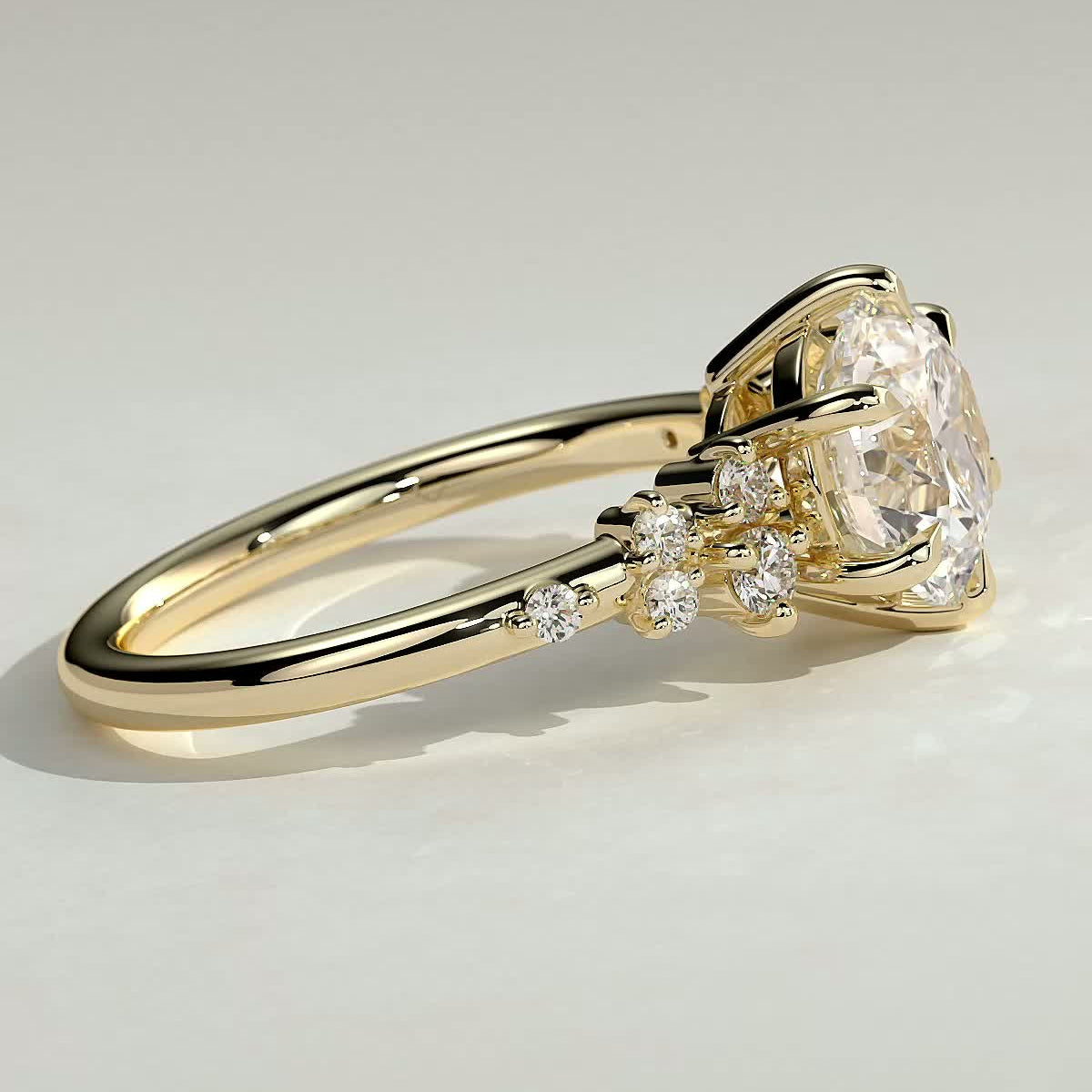 Round Cluster Lab Grown Diamond Engagement Ring