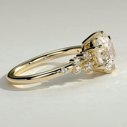 Round Cluster Lab Grown Diamond Engagement Ring