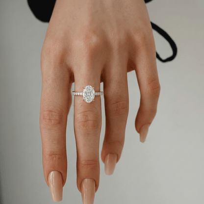2.50 CT Oval Pave Lab Grown Diamond Engagement Ring
