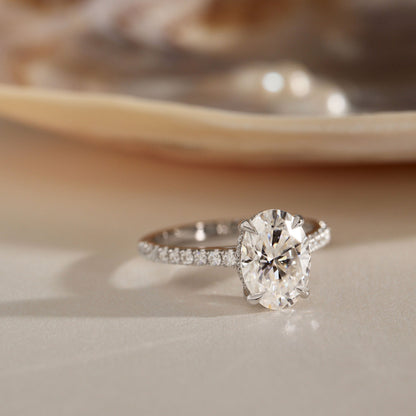 2.50 CT Oval Pave Lab Grown Diamond Engagement Ring
