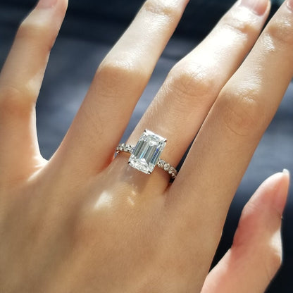 3 CT Emerald Pave Lab Grown Diamond Engagement Ring
