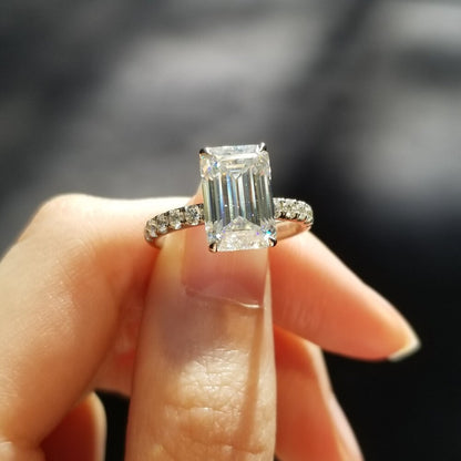 3 CT Emerald Pave Lab Grown Diamond Engagement Ring