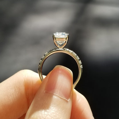 3 CT Emerald Pave Lab Grown Diamond Engagement Ring