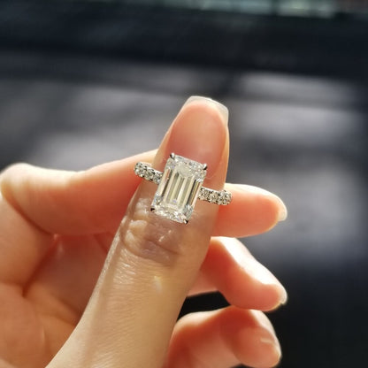 3 CT Emerald Pave Lab Grown Diamond Engagement Ring