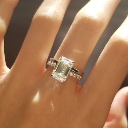 3 CT Emerald Pave Lab Grown Diamond Engagement Ring
