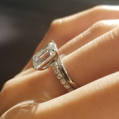 3 CT Emerald Pave Lab Grown Diamond Engagement Ring