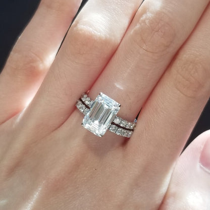 3 CT Emerald Pave Lab Grown Diamond Engagement Ring