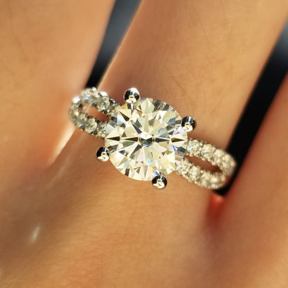 1.3 CT Round Criss Cross Pave Lab Grown Diamond Engagement Ring