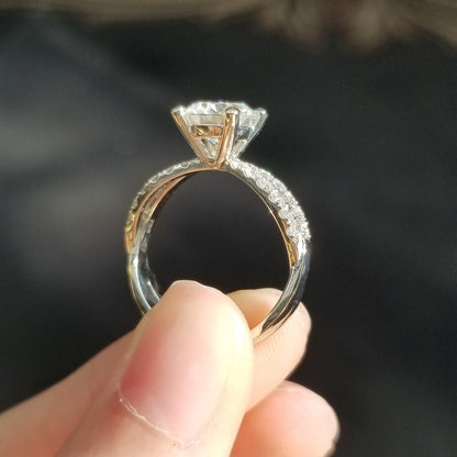 1.3 CT Round Criss Cross Pave Lab Grown Diamond Engagement Ring