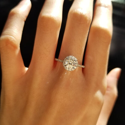 0.8 CT Round Halo & Pave Lab Grown Diamond Engagement Ring